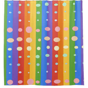 RAINBOW DOT STRIPES SHOWER CURTAIN