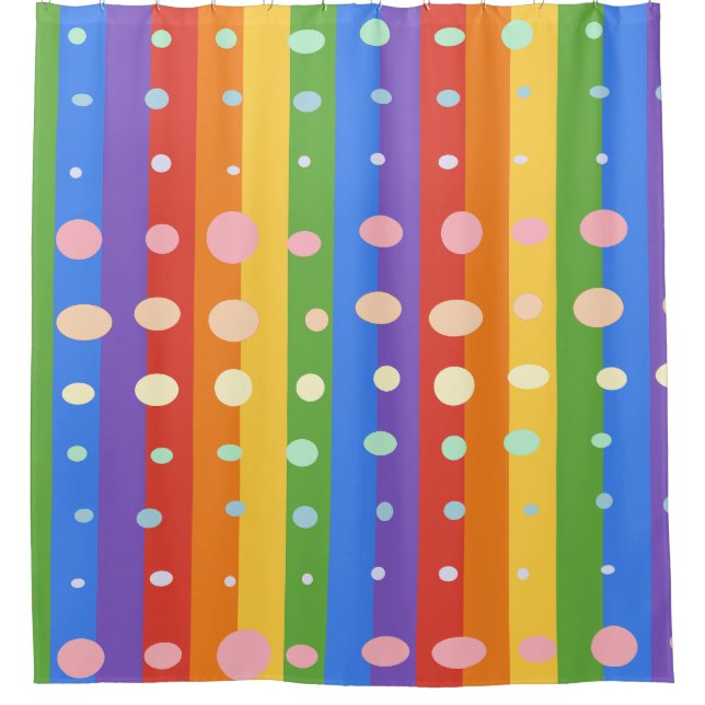 RAINBOW DOT STRIPES SHOWER CURTAIN (Front)