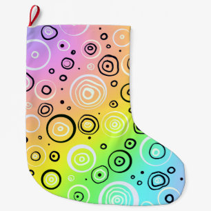 Rainbow Dots and Circles Large Christmas Stocking