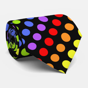 Rainbow Dots on Black Tie