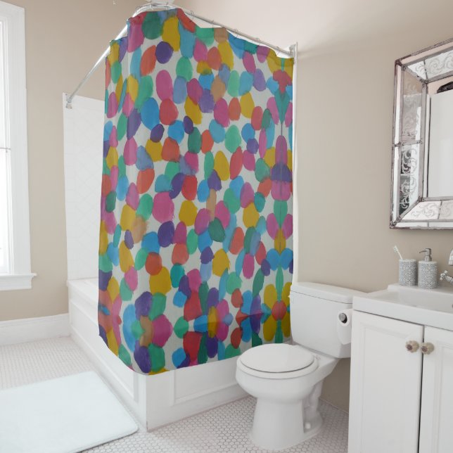 Rainbow Dots Shower Curtain (In Situ)