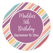 Rainbow Dots & Stripes Girl Birthday