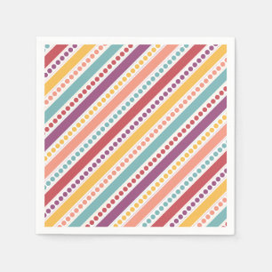 Rainbow Dots & Stripes Girl Birthday Napkin