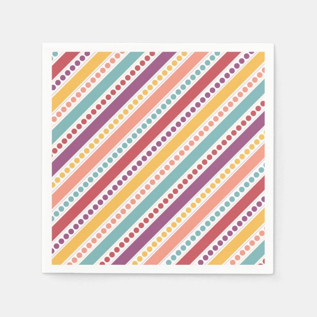 Rainbow Dots & Stripes Girl Birthday Napkin (Front)