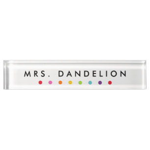 Rainbow Dots Teachers Acrylic Nameplate
