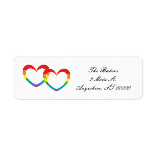 "Rainbow Double Hearts" Address Labels