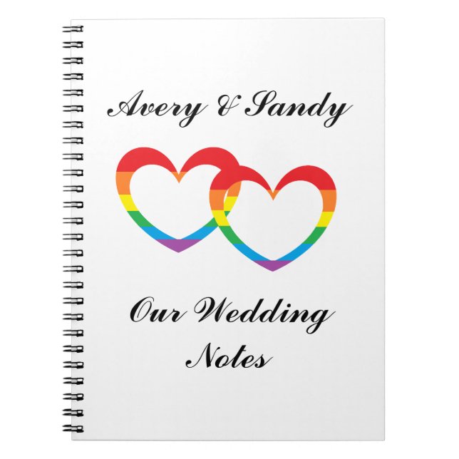 "Rainbow Double Hearts" Personalised Notebook (Front)