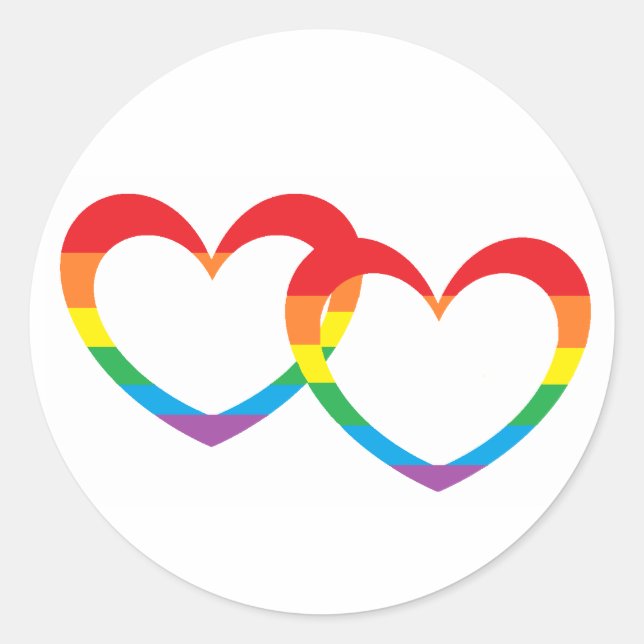 "Rainbow Double Hearts" Stickers (Front)