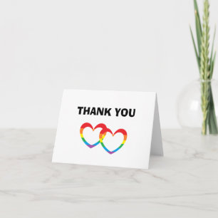 "Rainbow Double Hearts" Thank You Cards
