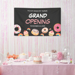 Rainbow Doughnut Bakery Grand Opening Sale Banner