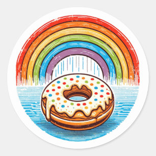Rainbow Doughnut                                   Classic Round Sticker