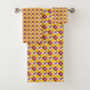 Rainbow Doughnut Repeat Yellow Bath Towel Set