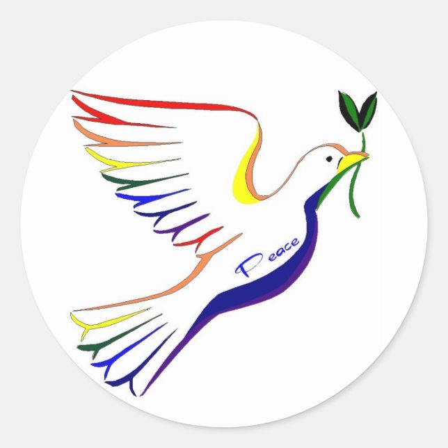 Rainbow Dove Classic Round Sticker (Front)