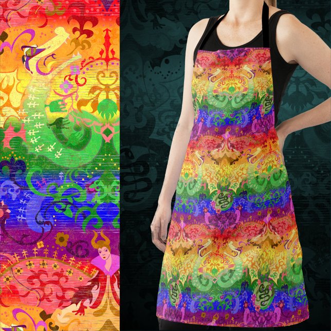 Rainbow Dragon Damask - Gay Pride Flag Colors Apron (Creator Uploaded)