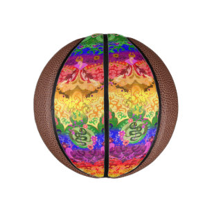 Rainbow Dragon Damask - Gay Pride Flag Colours Mini Basketball