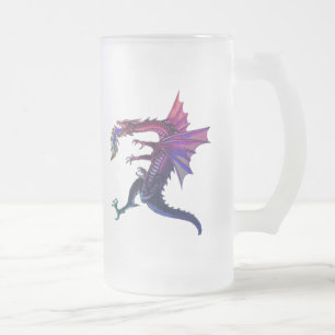Rainbow Dragon Frosted Glass Beer Mug
