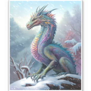 Rainbow Dragon In The Snow Fantasy Art