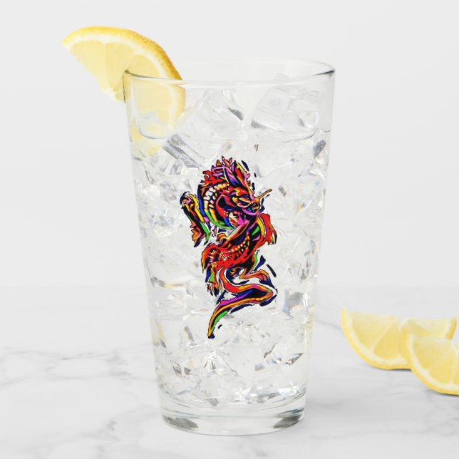 Rainbow Dragon multicolor chinese art customise Glass (Front Ice)