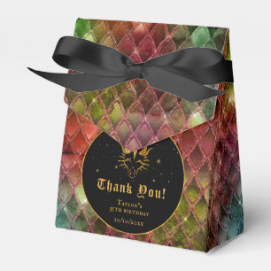 Rainbow Dragon Scales Gold Birthday Thank You Favour Box