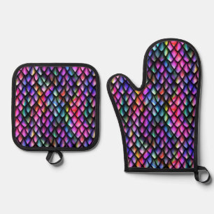 Rainbow Dragon Scales Oven Mitt Set