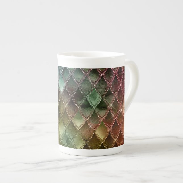 Rainbow Dragon Scales Texture Bone China Mug (Front Right)