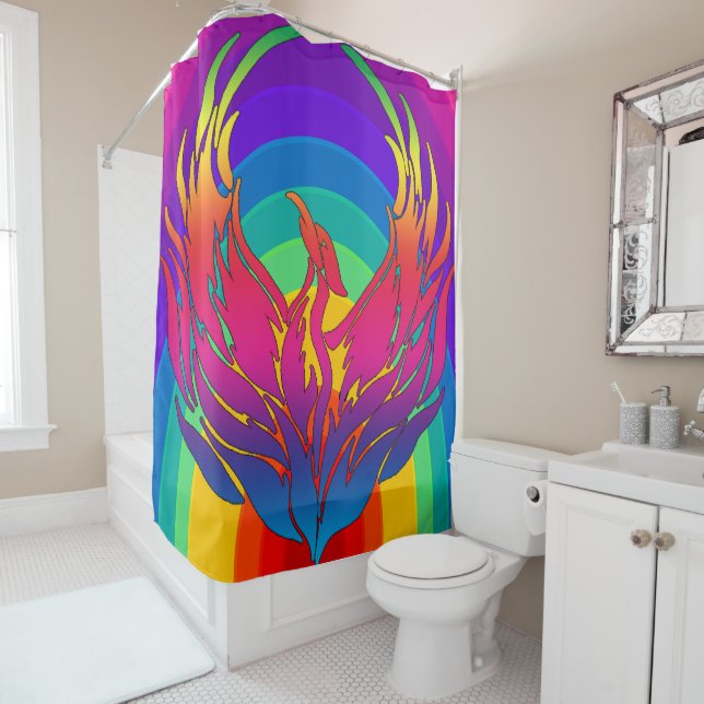 Rainbow Dragon Shower Curtain (In Situ)