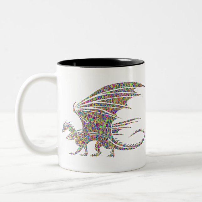 Rainbow Dragon Tribal Tattoo Gift Idea Two-Tone Coffee Mug (Left)