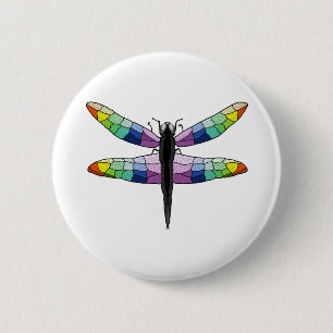 Rainbow Dragonfly 6 Cm Round Badge