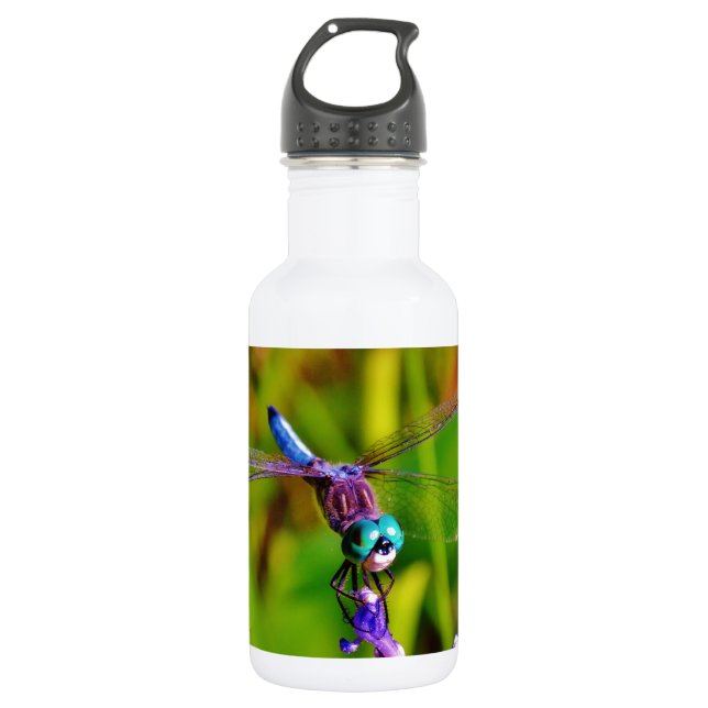 Rainbow Dragonfly and flower 532 Ml Water Bottle (Front)