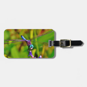 Rainbow Dragonfly and flower Luggage Tag