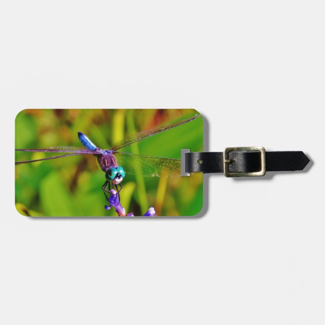 Rainbow Dragonfly and flower Luggage Tag (Front Horizontal)