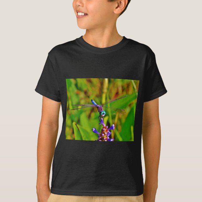 Rainbow Dragonfly and flower T-Shirt (Front)