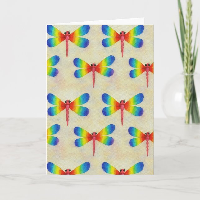 Rainbow Dragonfly Blank Greeting  Card (Front)