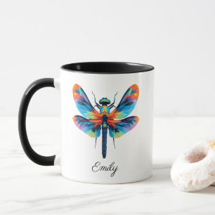 Rainbow Dragonfly Personalized Name  Mug