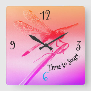 *'Rainbow Dragonfly' Square Wall Clock