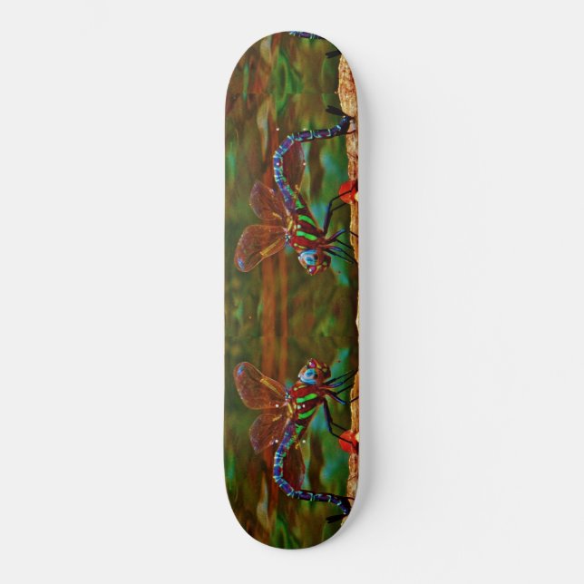 Rainbow Dragonfly, Teal & purple Dragonfly Skateboard (Front)