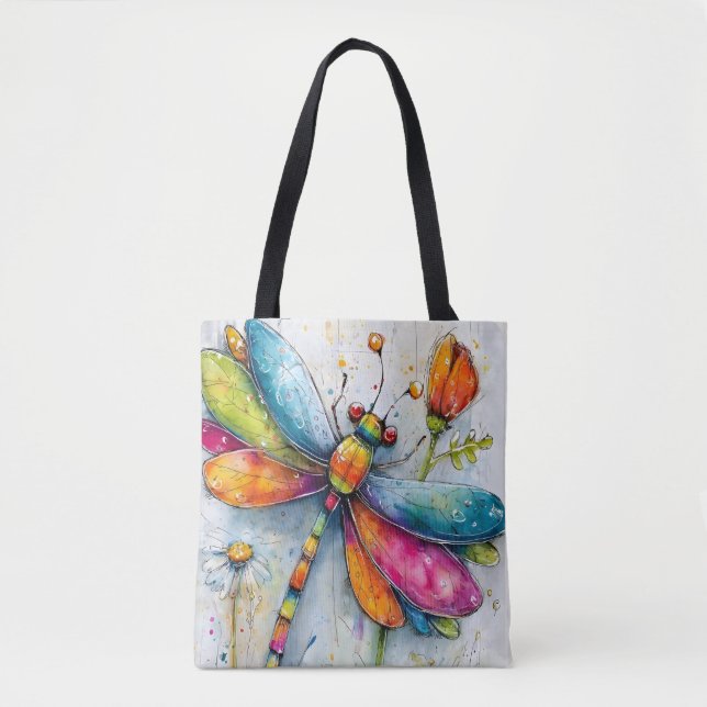 Rainbow Dragonfly Tote Bag (Front)