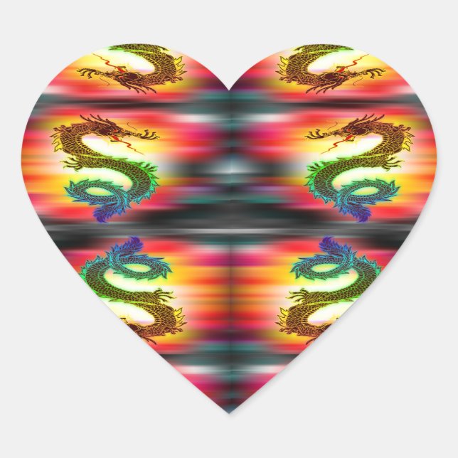 Rainbow dragons heart sticker (Front)