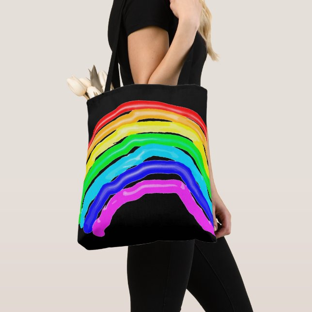 Rainbow drawn tote bag (Close Up)