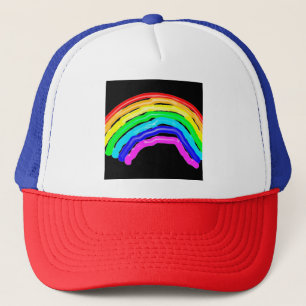 Rainbow drawn trucker hat