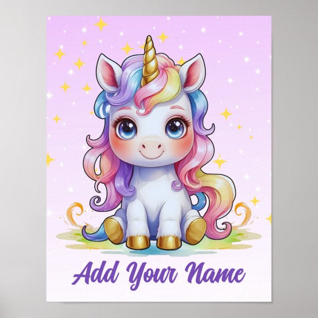 Rainbow Dreams Unicorn – Name Art Print (Front)