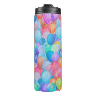 Rainbow Dreams: Watercolor Balloon Art Thermal Tumbler