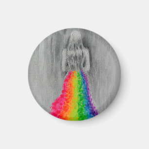 Rainbow dress princess ceramic ornament magnet