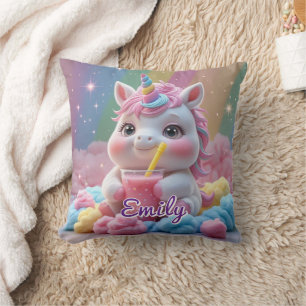 Rainbow Drink Unicorn Pillow – Editable Name