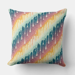 Rainbow Drip Abstract Colourful Liquid Art Pattern Cushion
