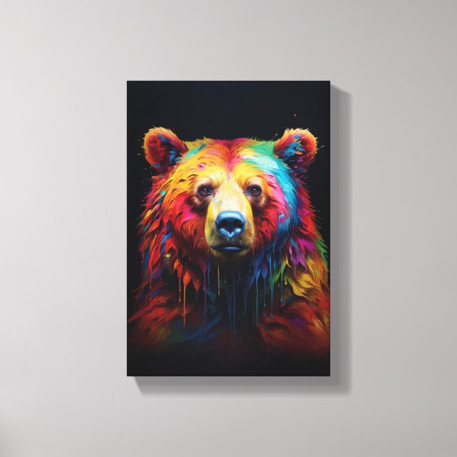 Rainbow Drip Bear Canvas Print (Front)