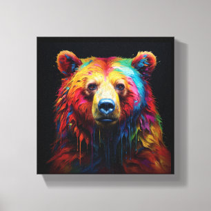 Rainbow Drip Bear Canvas Print