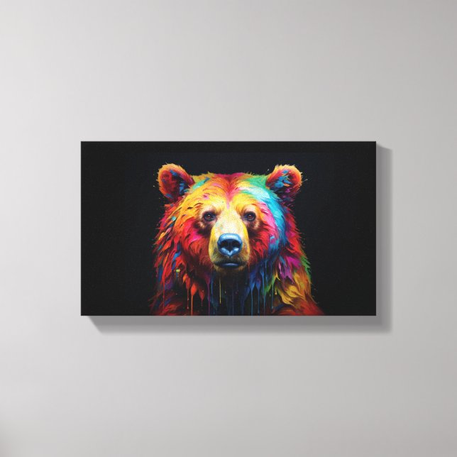 Rainbow Drip Bear Canvas Print (Front)
