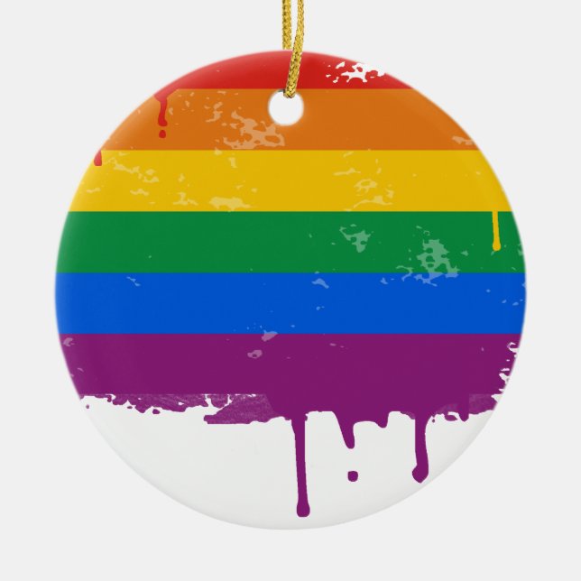 Rainbow drip ceramic tree decoration (Front)