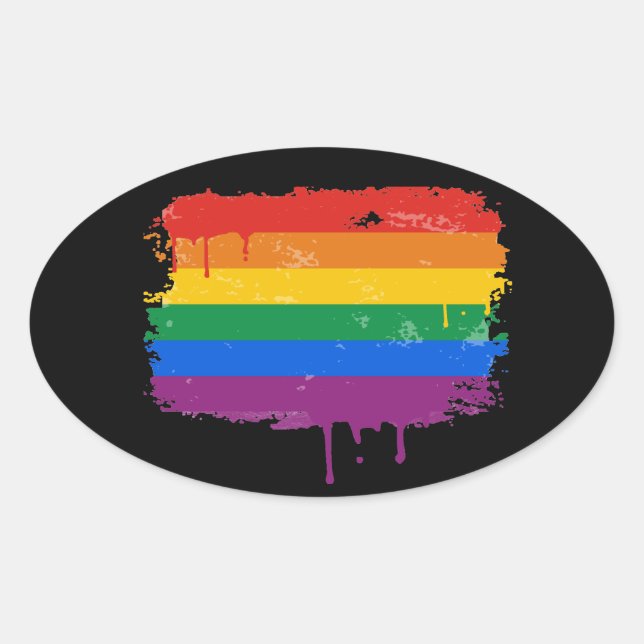 RAINBOW DRIP - .png Oval Sticker (Front)